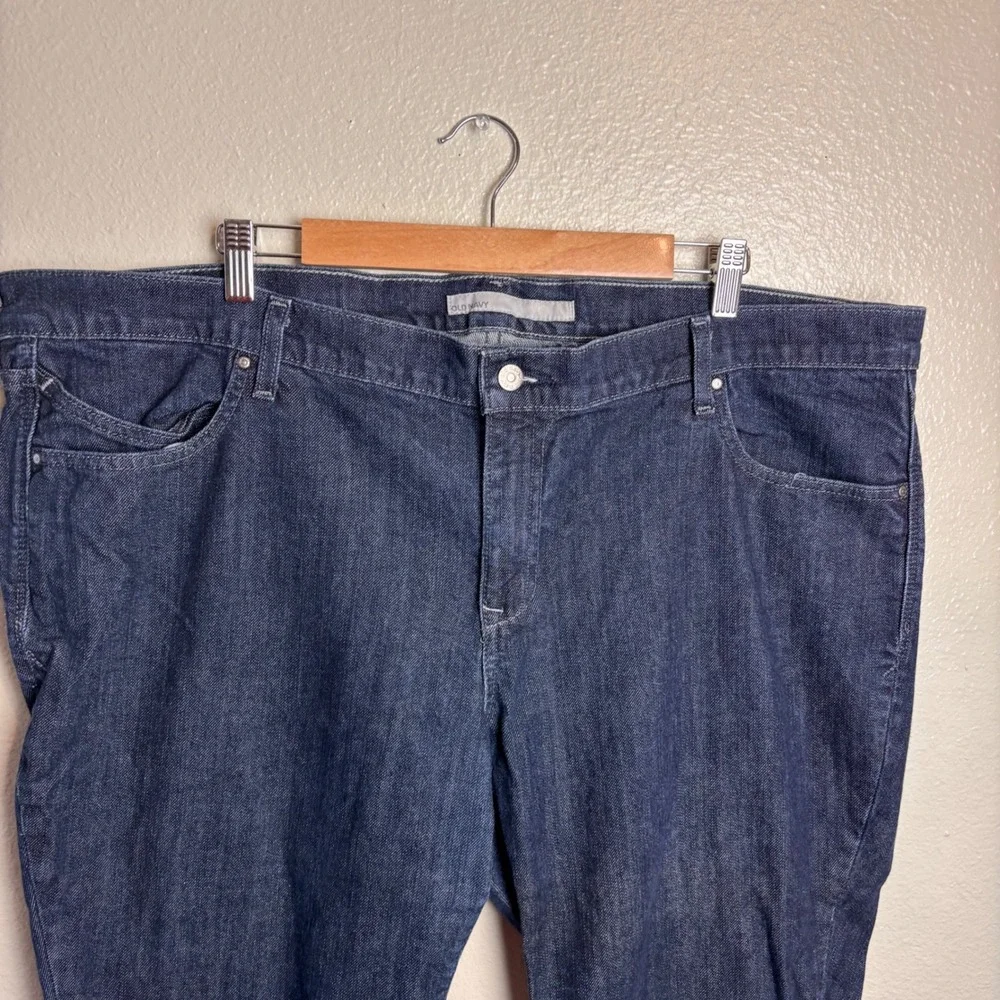 Old Navy Womens 20 Dark Wash Denim Bermuda Shorts Long Jorts Plus Size Stretch